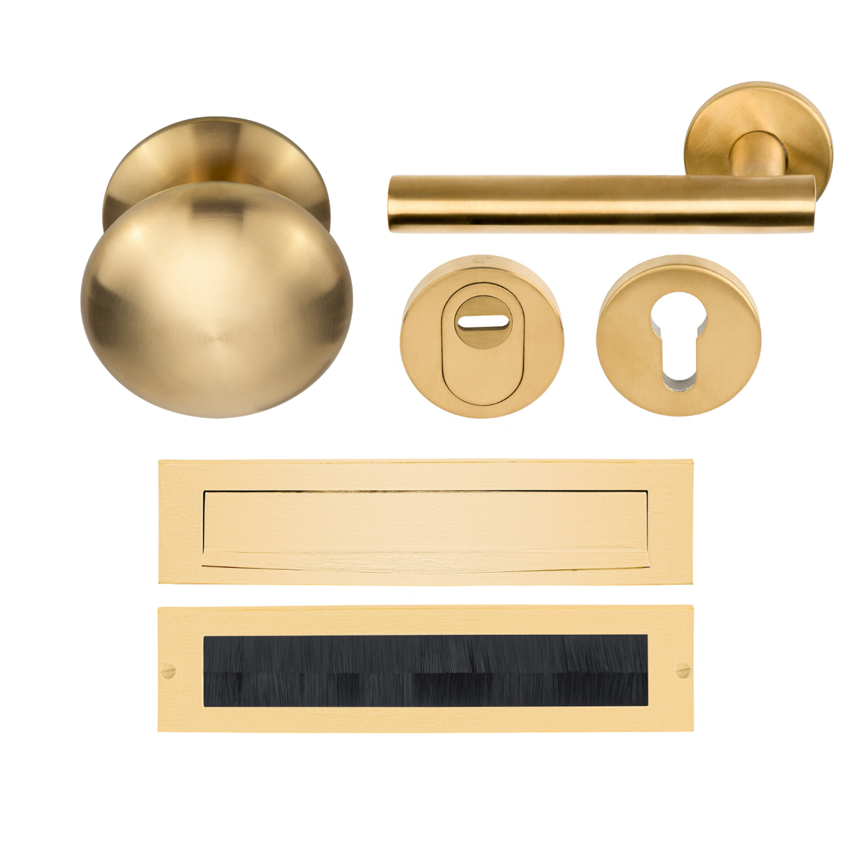 Formani Complete Voordeurset knop/kruk Mat Goud PVD LB7-19 SKG3 – detailweergave