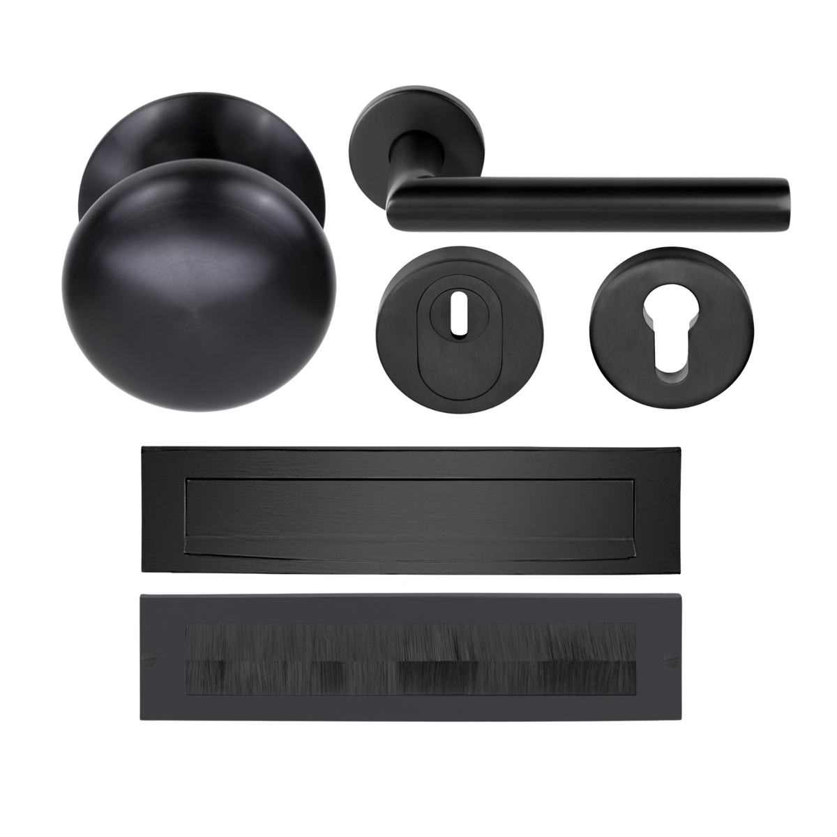 Formani complete voordeurset knop/kruk LB2-19 zwart PVD SKG3 – vooraanzicht