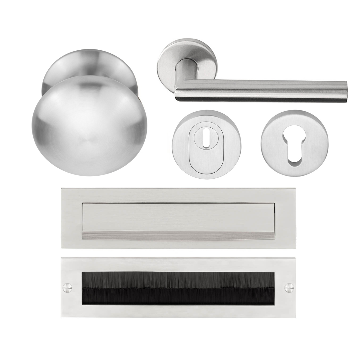 Formani Complete Voordeurset knop/kruk RVS Geborsteld LB2-19 SKG3 – detailweergave