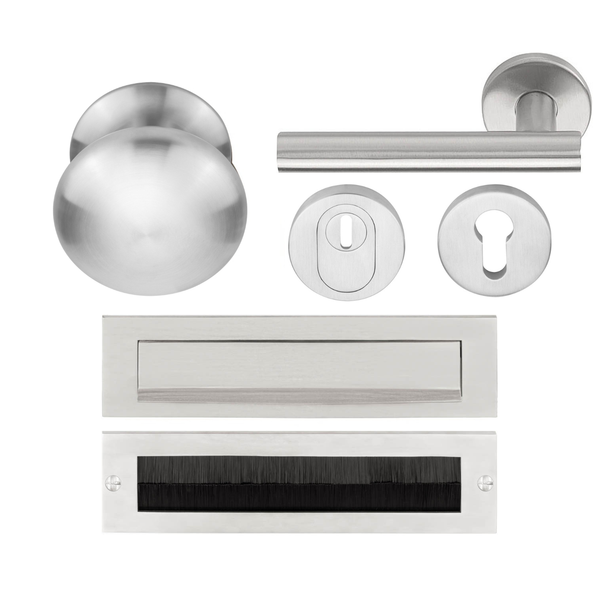 Formani Complete Voordeurset knop/kruk RVS Geborsteld LB7-19 SKG3 – detailweergave
