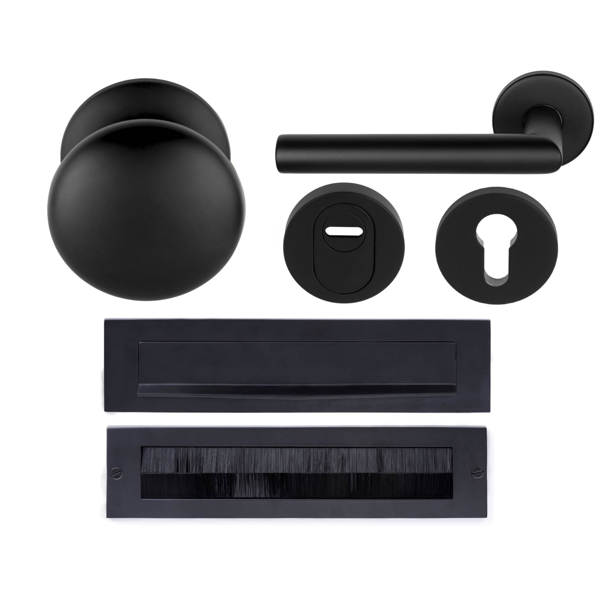 Formani Complete Voordeurset knop/kruk Mat Zwart LB2-19 – detailweergave
