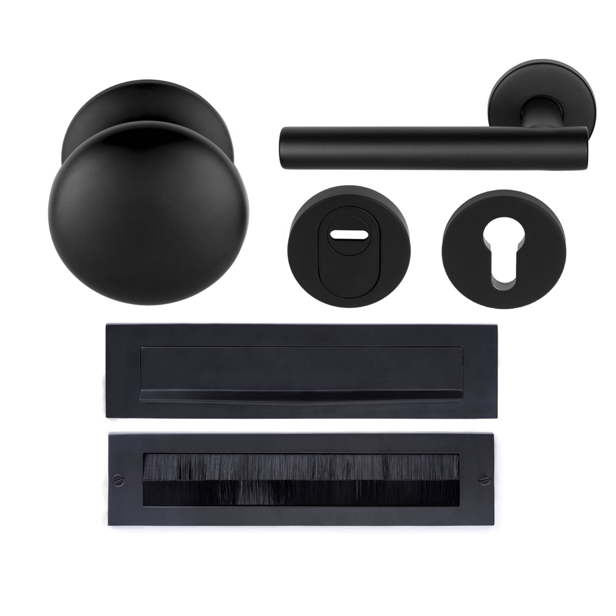 Formani Complete Voordeurset knop/kruk Mat Zwart LB18H – detailweergave