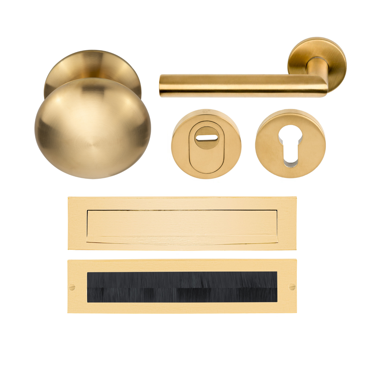 Formani Complete Voordeurset knop/kruk Mat Goud PVD LB2-19 SKG3 – gemonteerd