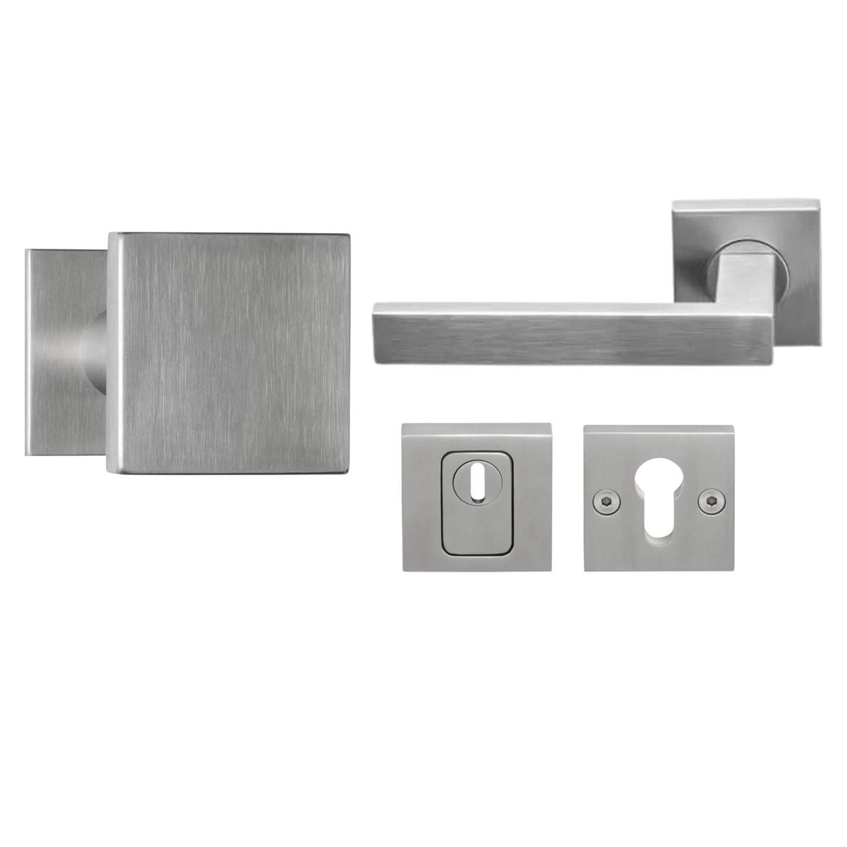 Formani voordeurset knop/kruk BSQ RVS SKG3, vooraanzicht