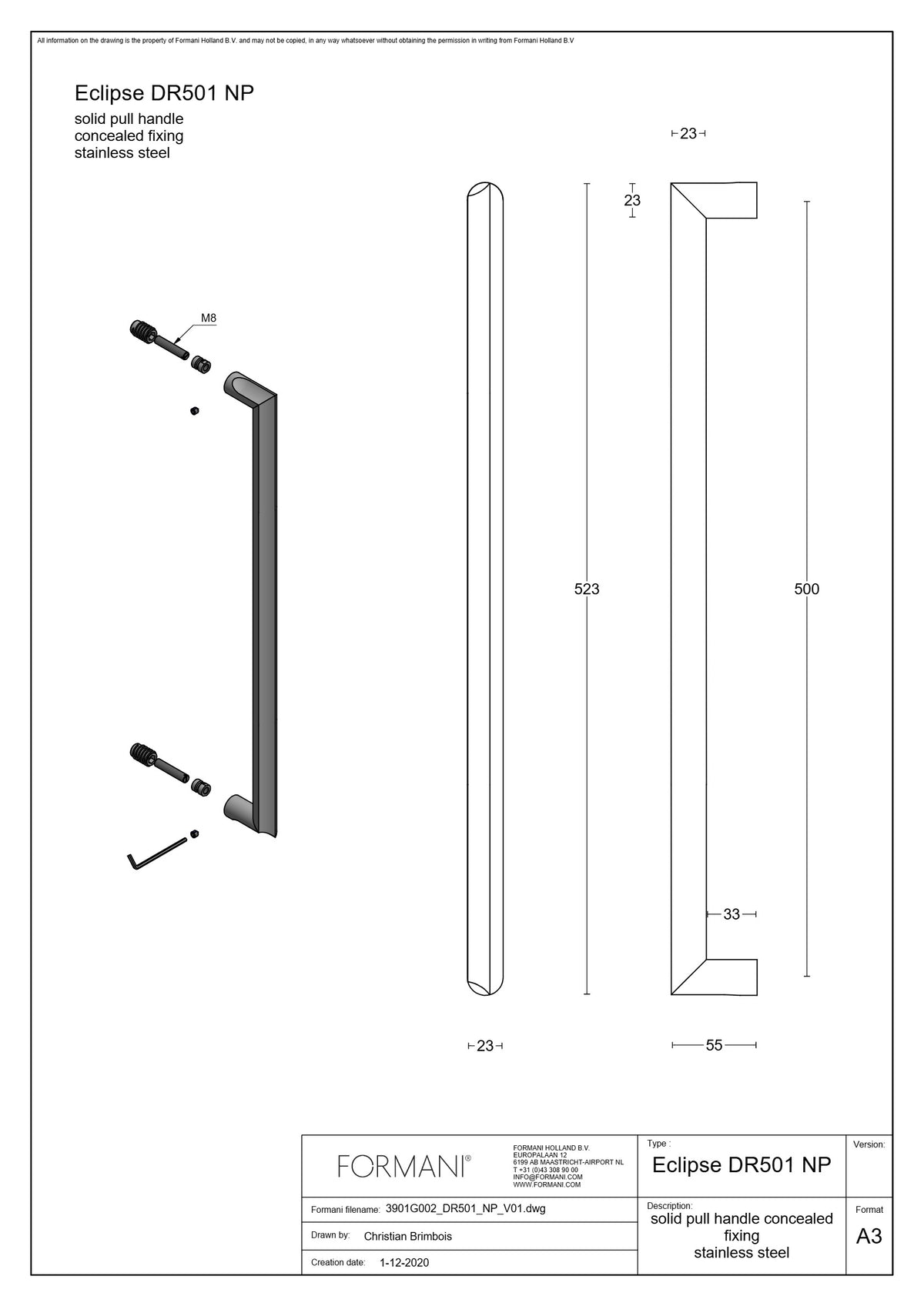 FORMANI DR501 voordeurgreep PVD licht brons – detail