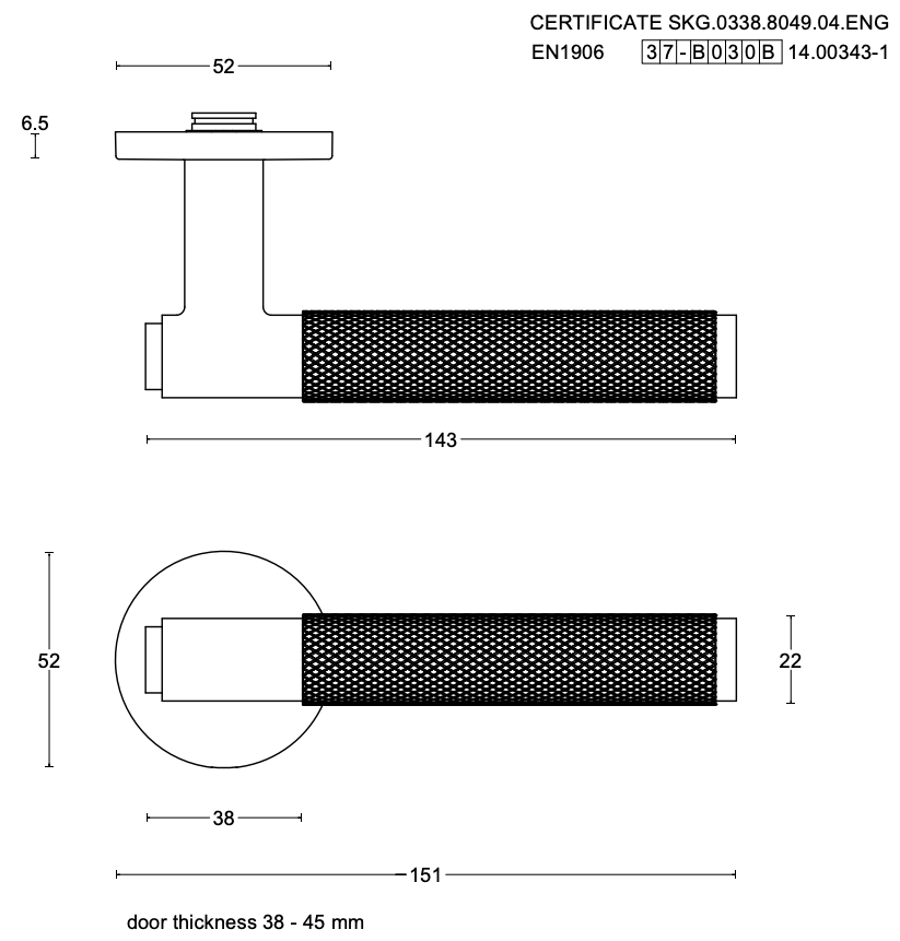 FORMANI BASICS deurkruk LB5-22 brons – detail