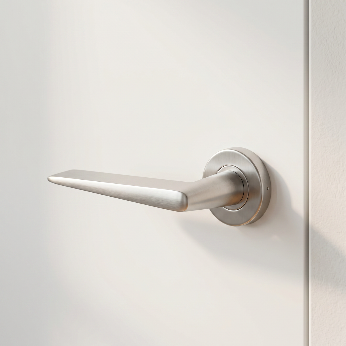 Formani BASICS LB21 deurkruk RVS mat op ronde rozet - detail