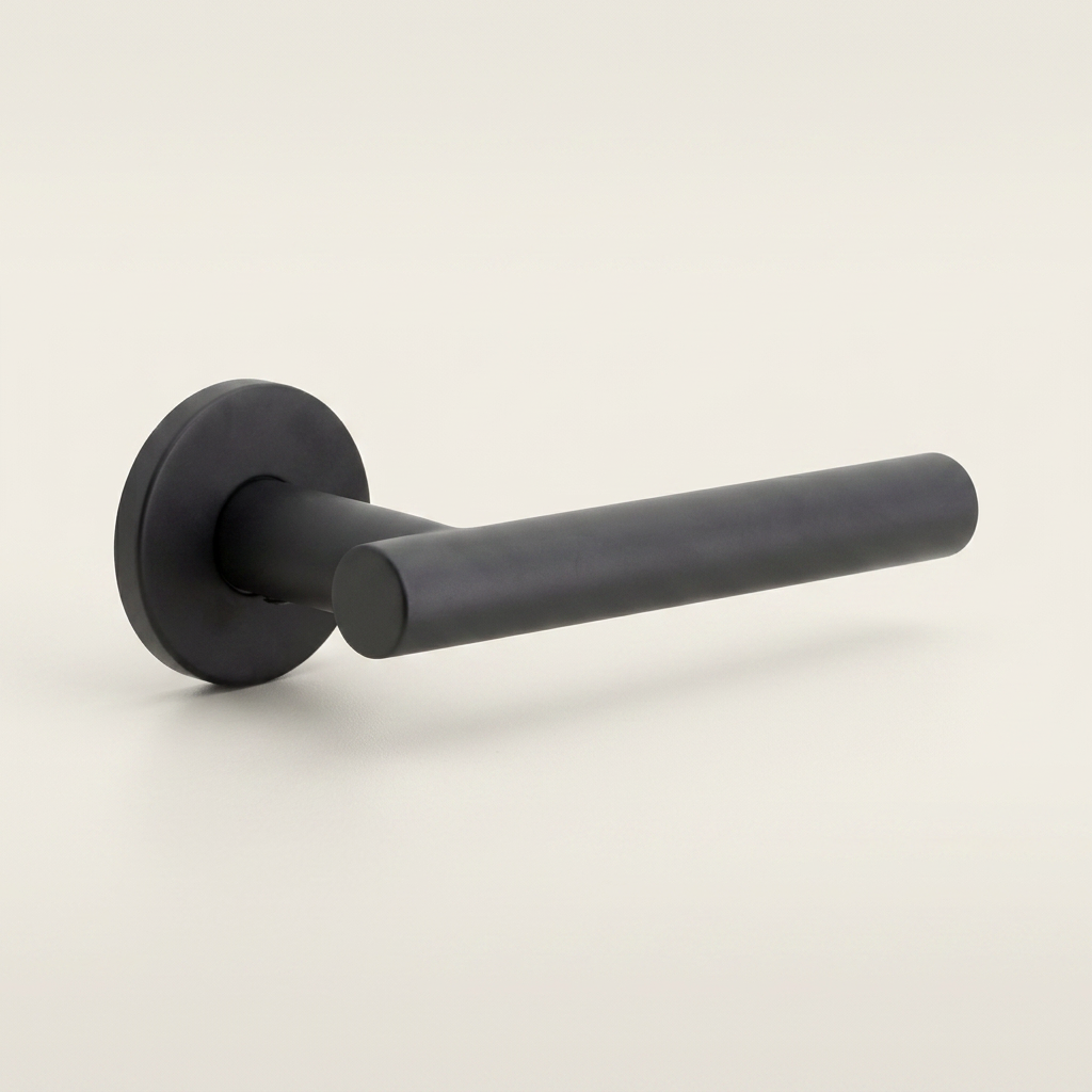 Formani BASIC LB7-19 deurkruk zwart mat op ronde rozet - productfoto