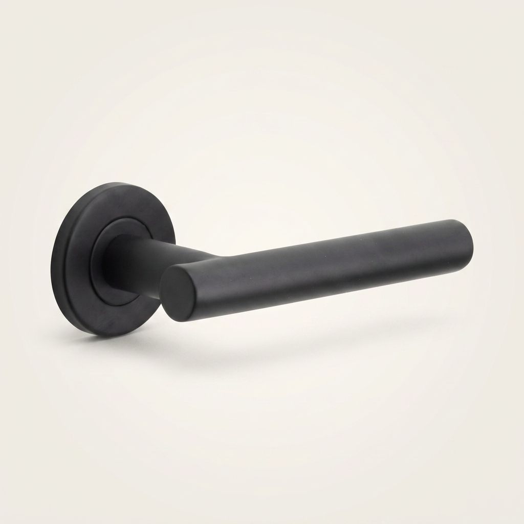 Formani deurkruk BASIC LB7L-19 op ronde rozet in mat zwart – detail
