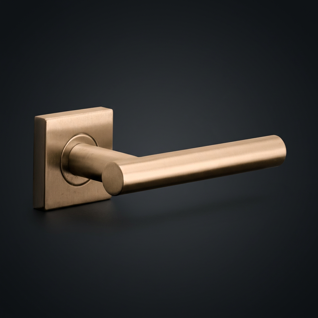 FORMANI deurkruk BASIC LB7-19BSQ op vierkant rozet in PVD licht brons – detailweergave