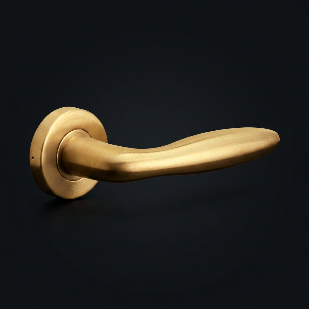 Formani deurkruk BASIC op ronde rozet in PVD mat goud - detail
