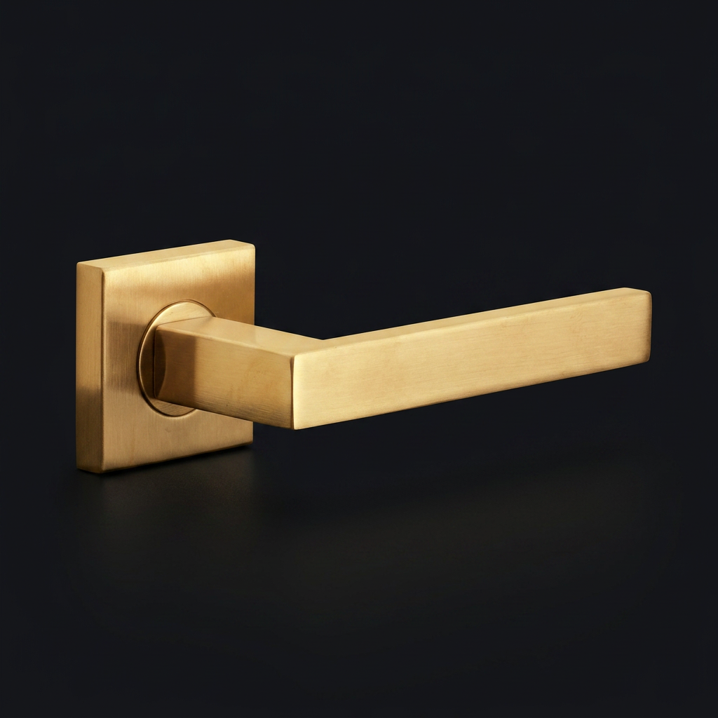 Formani BASIC BSQ2-G deurkruk in PVD mat goud op vierkant rozet, detailweergave