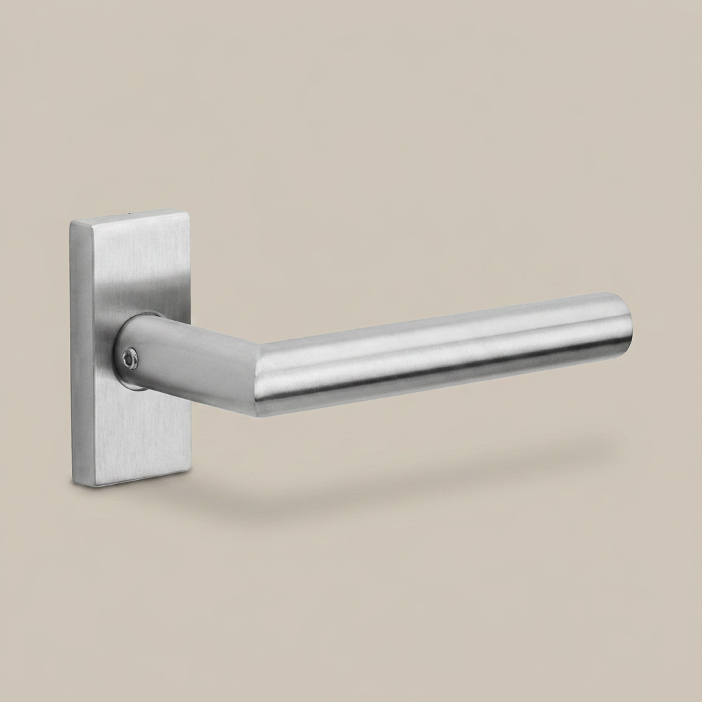 Formani BASIC LB2-19Q32G deurkruk op rechthoekig rozet in mat RVS, detailweergave
