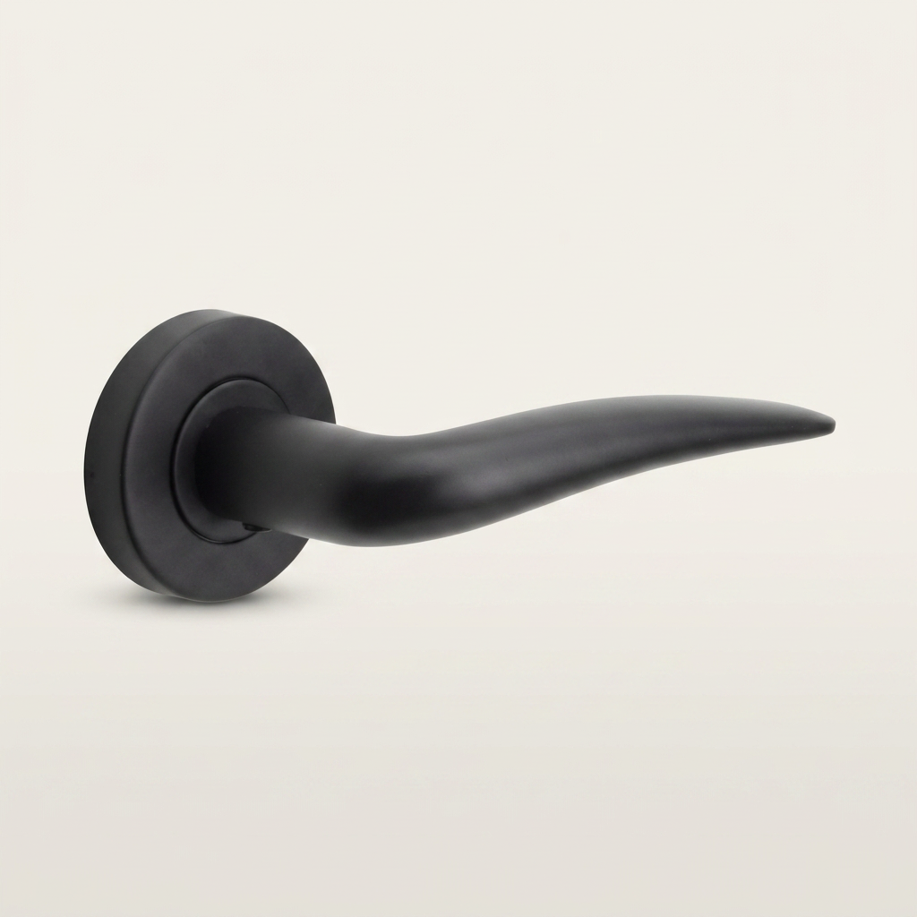 Formani deurkruk BASIC LB20 op ronde rozet in mat zwart - detail