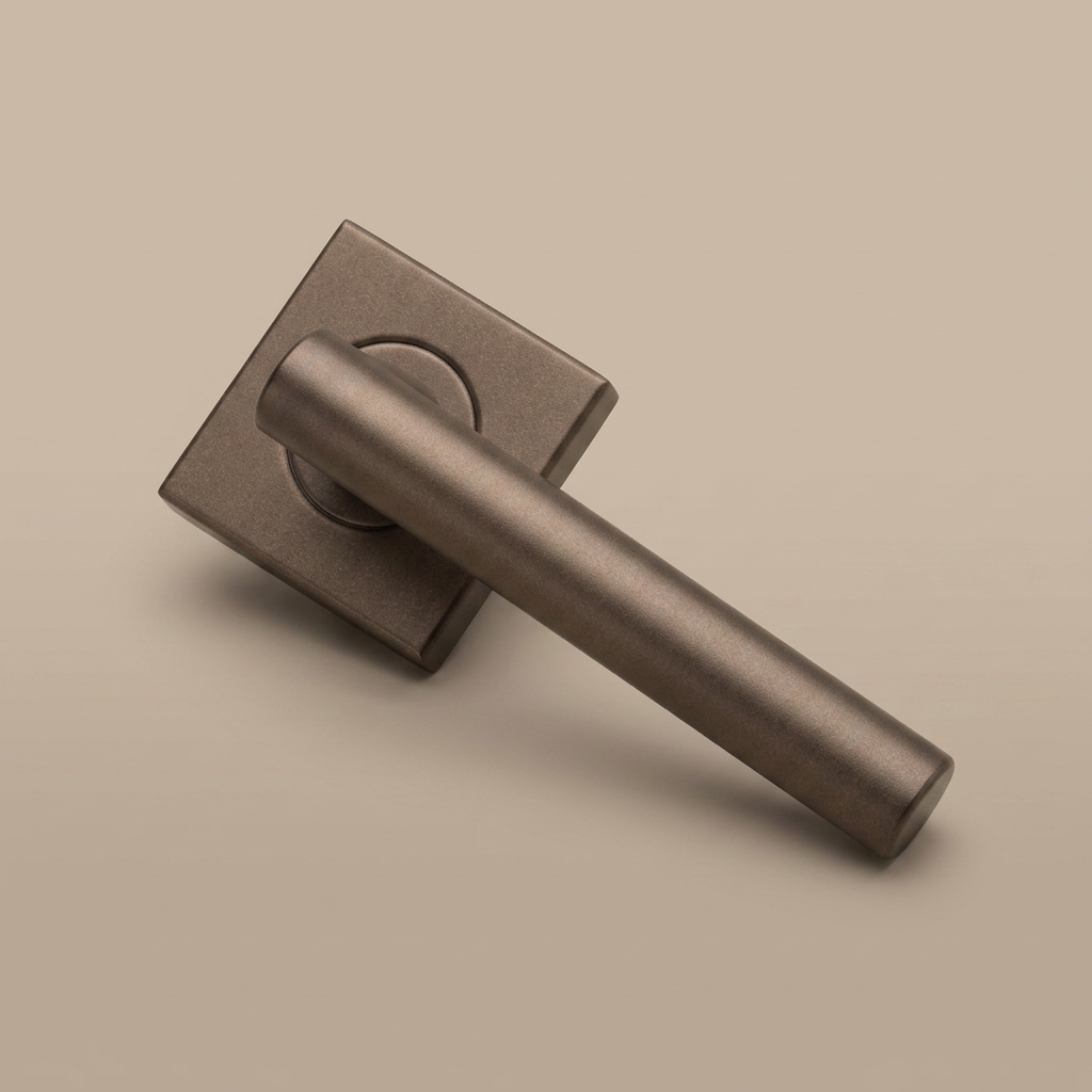 FORMANI deurkruk BASIC LB7-19BSQR53 op vierkant rozet in brons – detailweergave