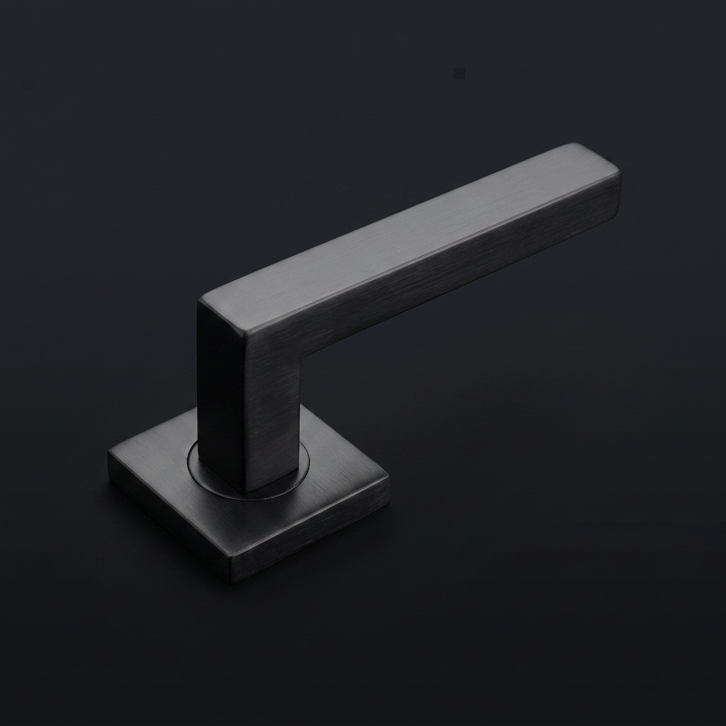 Formani BASIC BSQ2-G deurkruk in PVD gunmetal op vierkant rozet, detailweergave