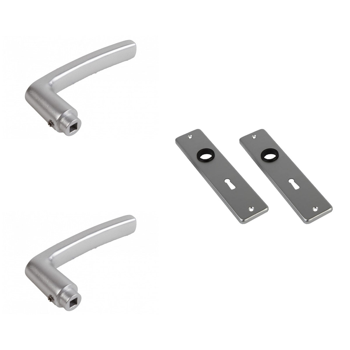 AMI Deurkrukken 180/41 Type 332 SL56 Aluminium – 2 krukken en 2 kortschilden