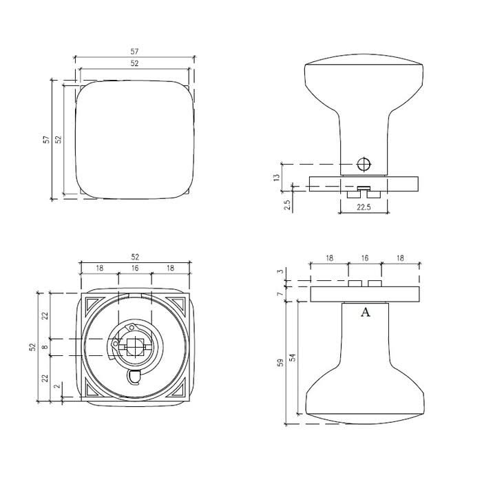 Aprile Querca deurknop mat wit vierkant rozet – detail