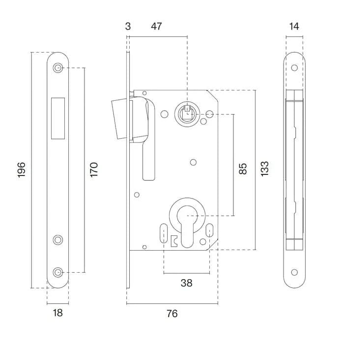 Aprile magneetslot 2868 cilinder mat wit detail
