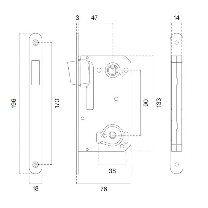 Aprile magneetslot 2869 WC mat zwart detail