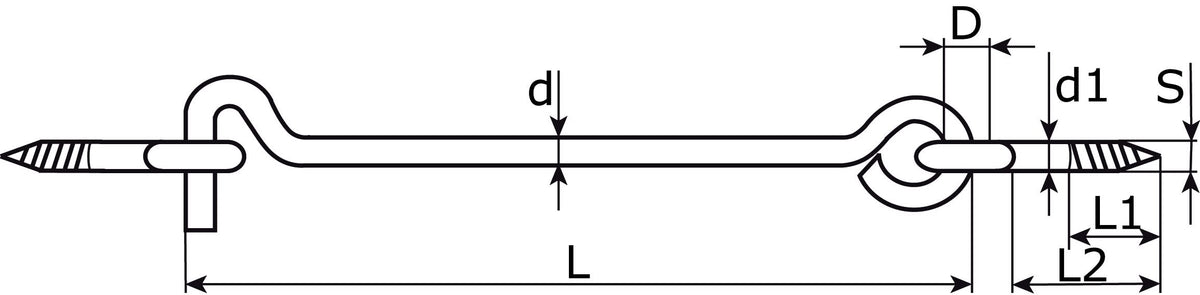 Dulimex DX windhaak met 2 schroefogen verzinkt detail