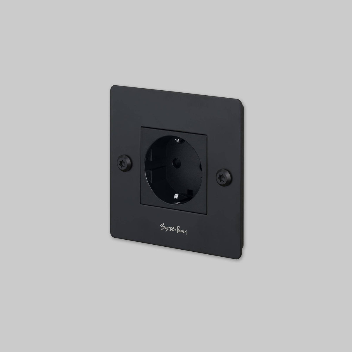 Buster + Punch 1-voudig Schuko stopcontact Zwart — vooraanzicht