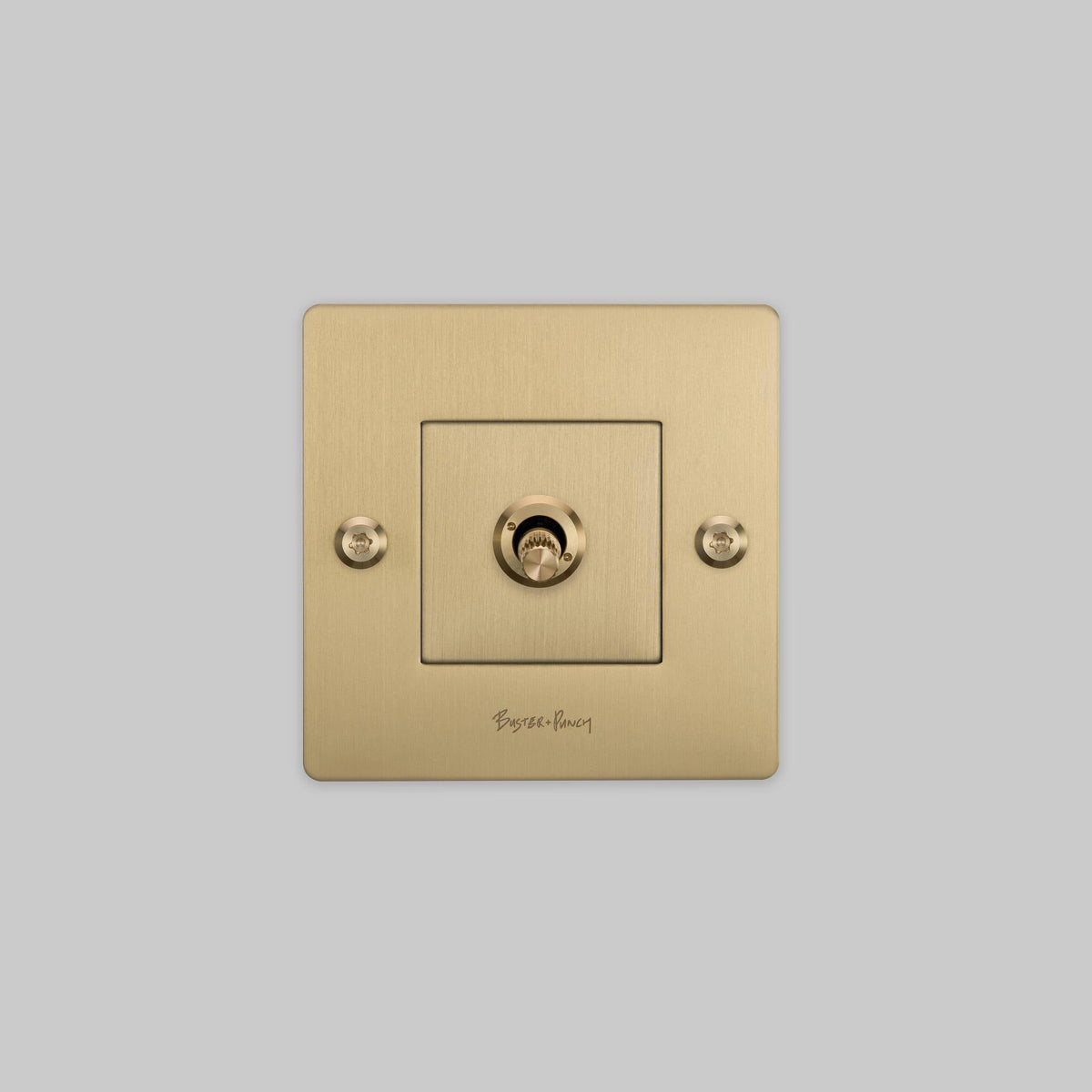 Buster + Punch lichtschakelaar tuimelschakelaar linear goud met logo zijaanzicht