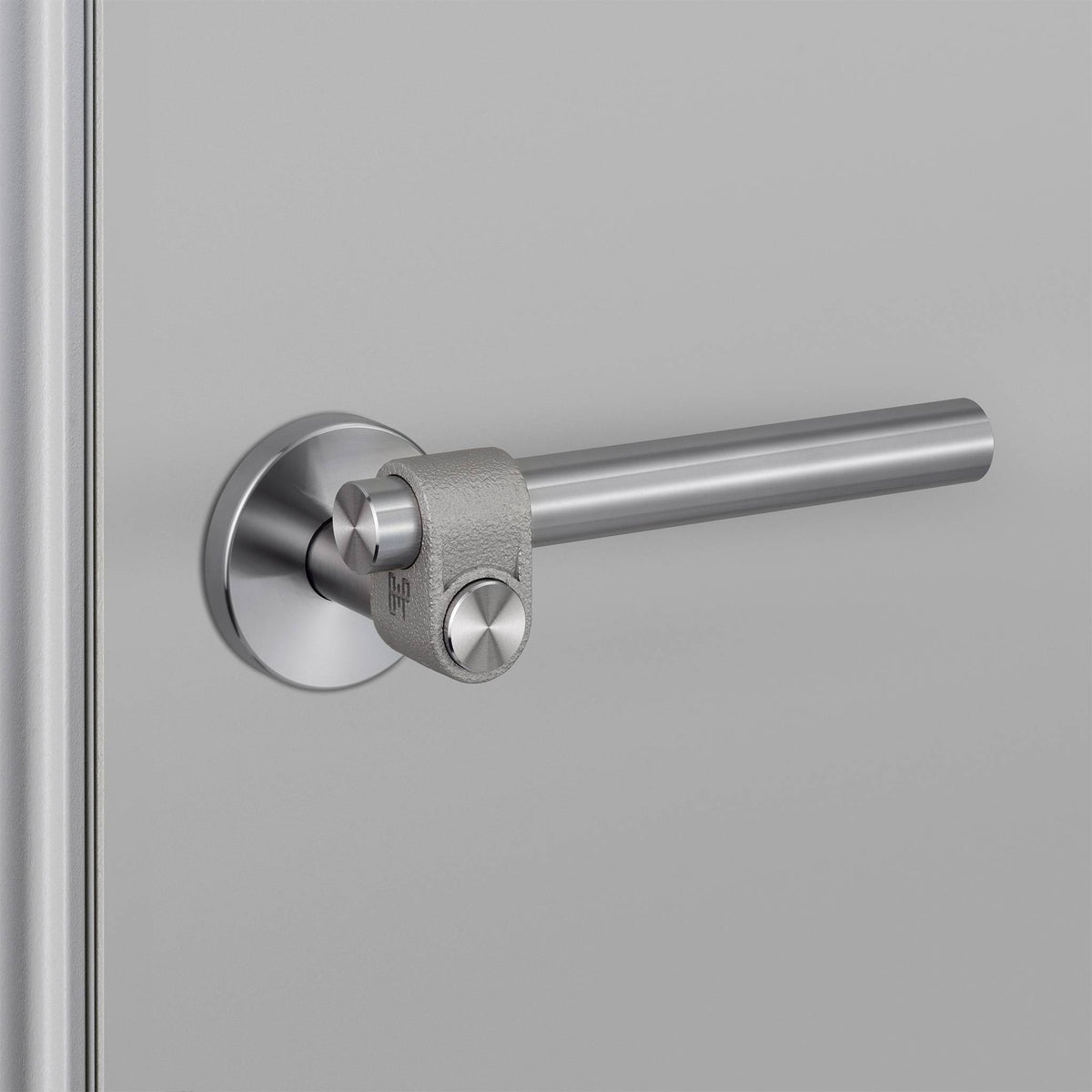 Buster + Punch Cast deurkruk op rozet steel – detailfoto knurl-patroon