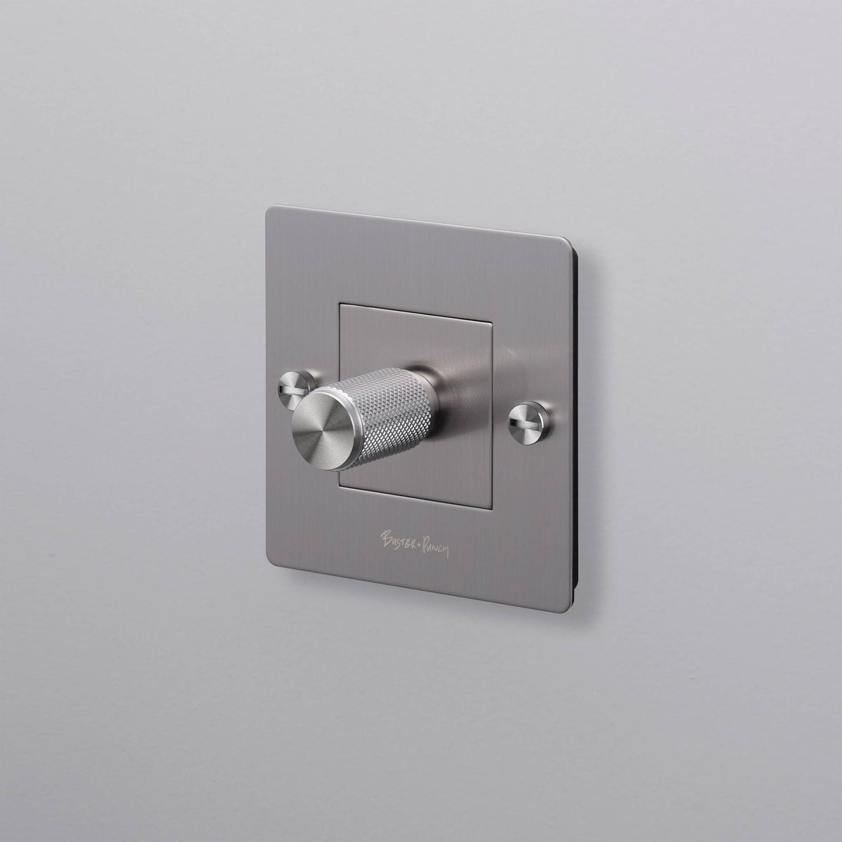 Buster + Punch Dimmer Cross met logo zilver vooraanzicht