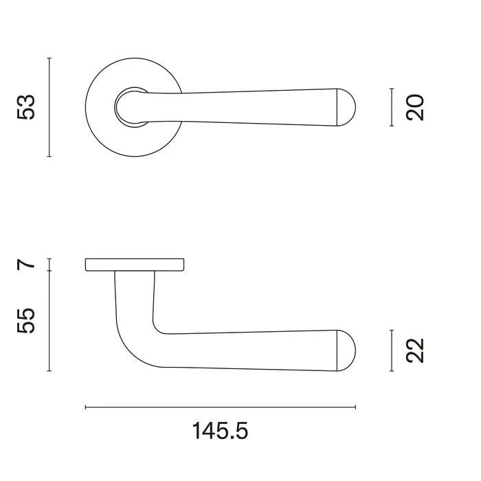 Aprile Irga deurklink mat goud op rond rozet Ø 53x7 mm detail