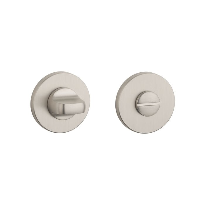 Aprile Premium WC-garnituur mat nikkel op rond rozet Ø 52 mm, vooraanzicht