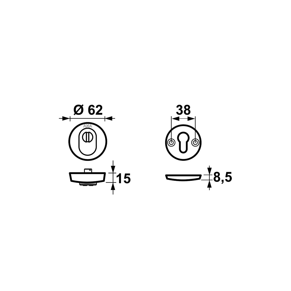 AXA Curve Plus SKG3 veiligheidsrozet zwart – detail