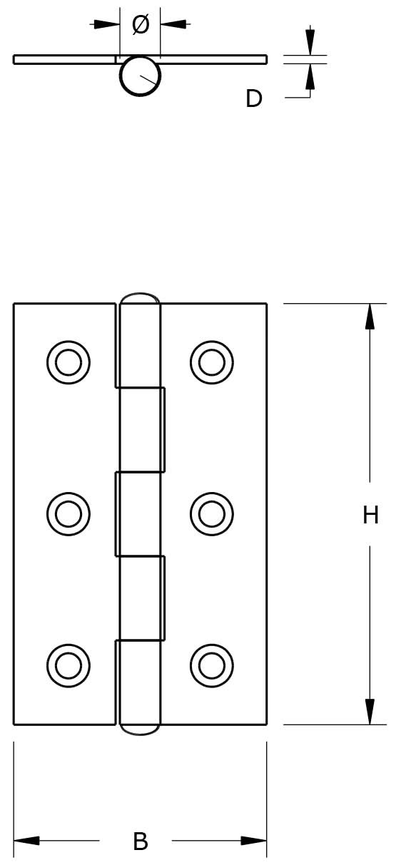 Dulimex smalscharnier vermessingd – detail