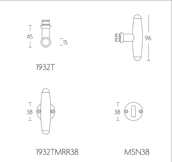 Formani 1932TMRR38 deurkruk mat nikkel (detail)