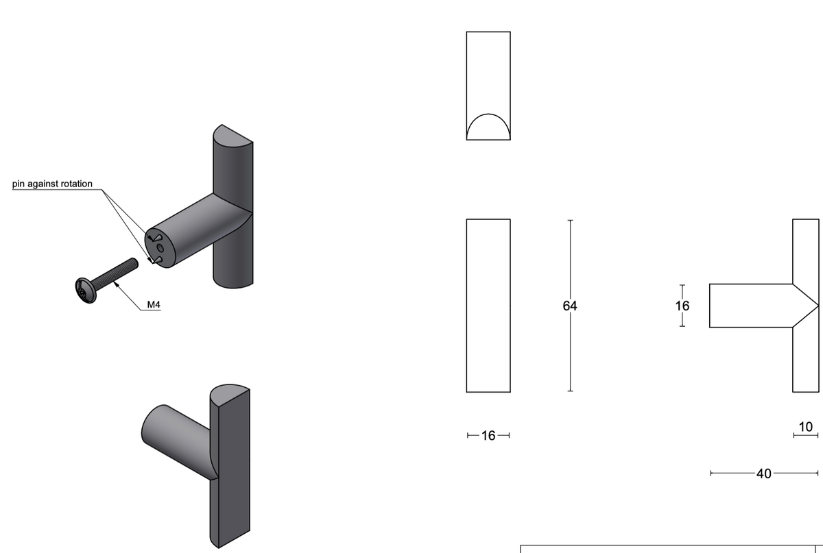 Formani Piet Boon ONE PBA16 meubelknop 16 mm PVD mat zwart – productafbeelding