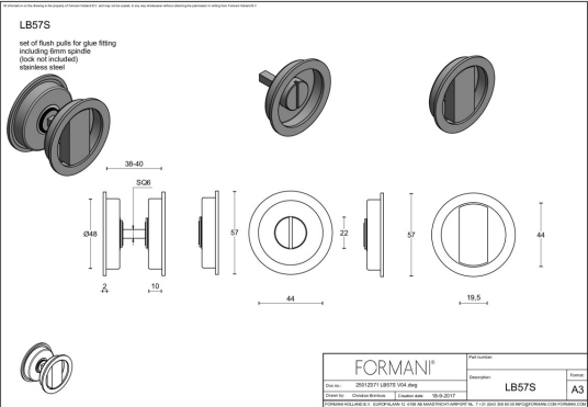 Formani schuifdeurkom LB57S mat zwart detailfoto