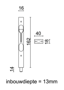 HDD Pro AGB kantschuif metaal in goud 162x16mm – vooraanzicht (uitvoering goud)