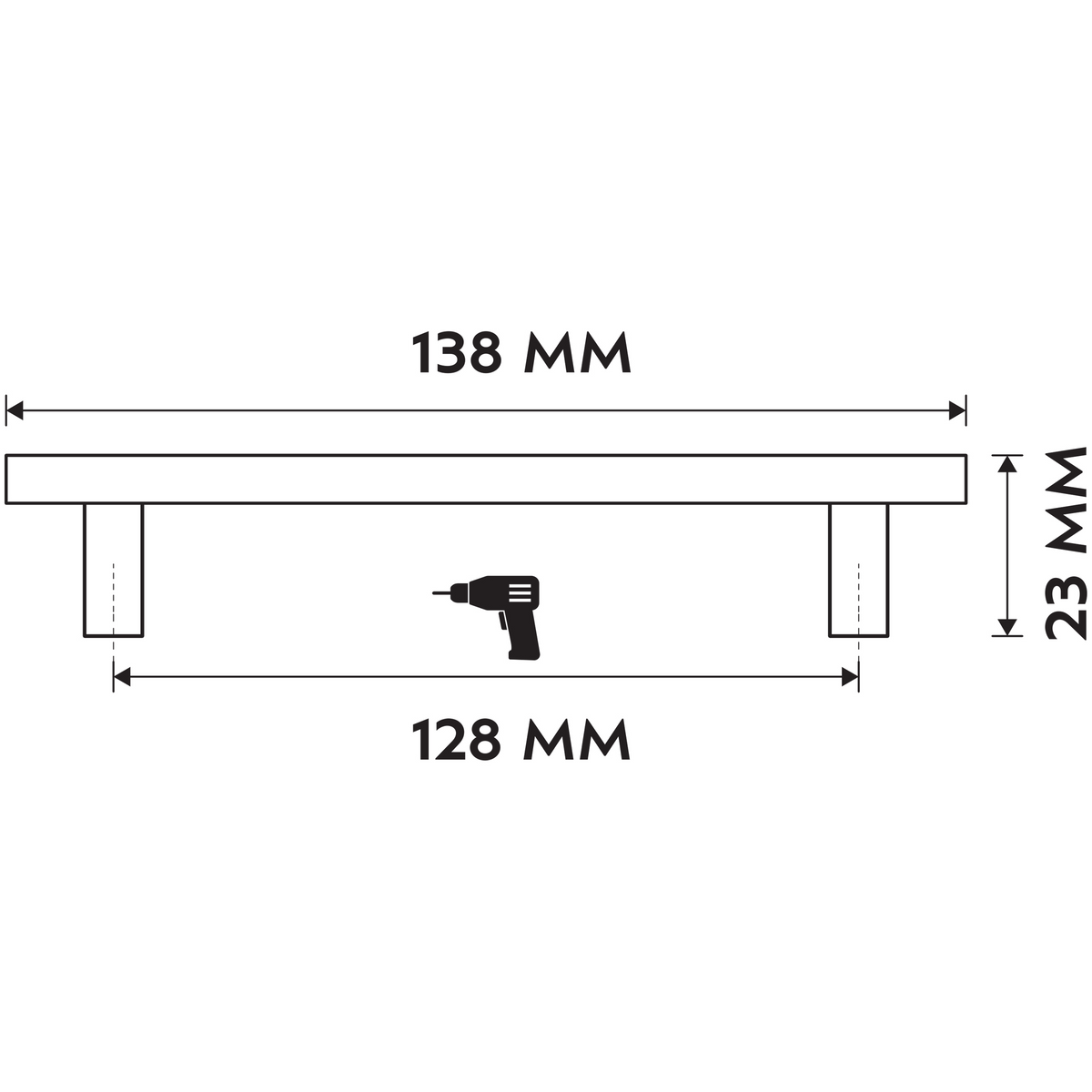 Differnz meubelgreep mat zwart 128 mm – detail
