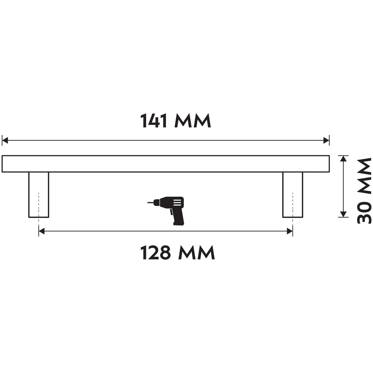 Differnz meubelgreep 128 mm mat zwart – detail