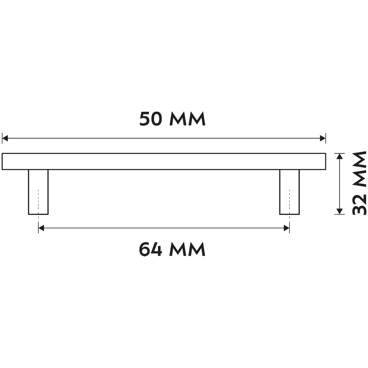 Differnz meubelgreep 64 mm mat zwart - detail