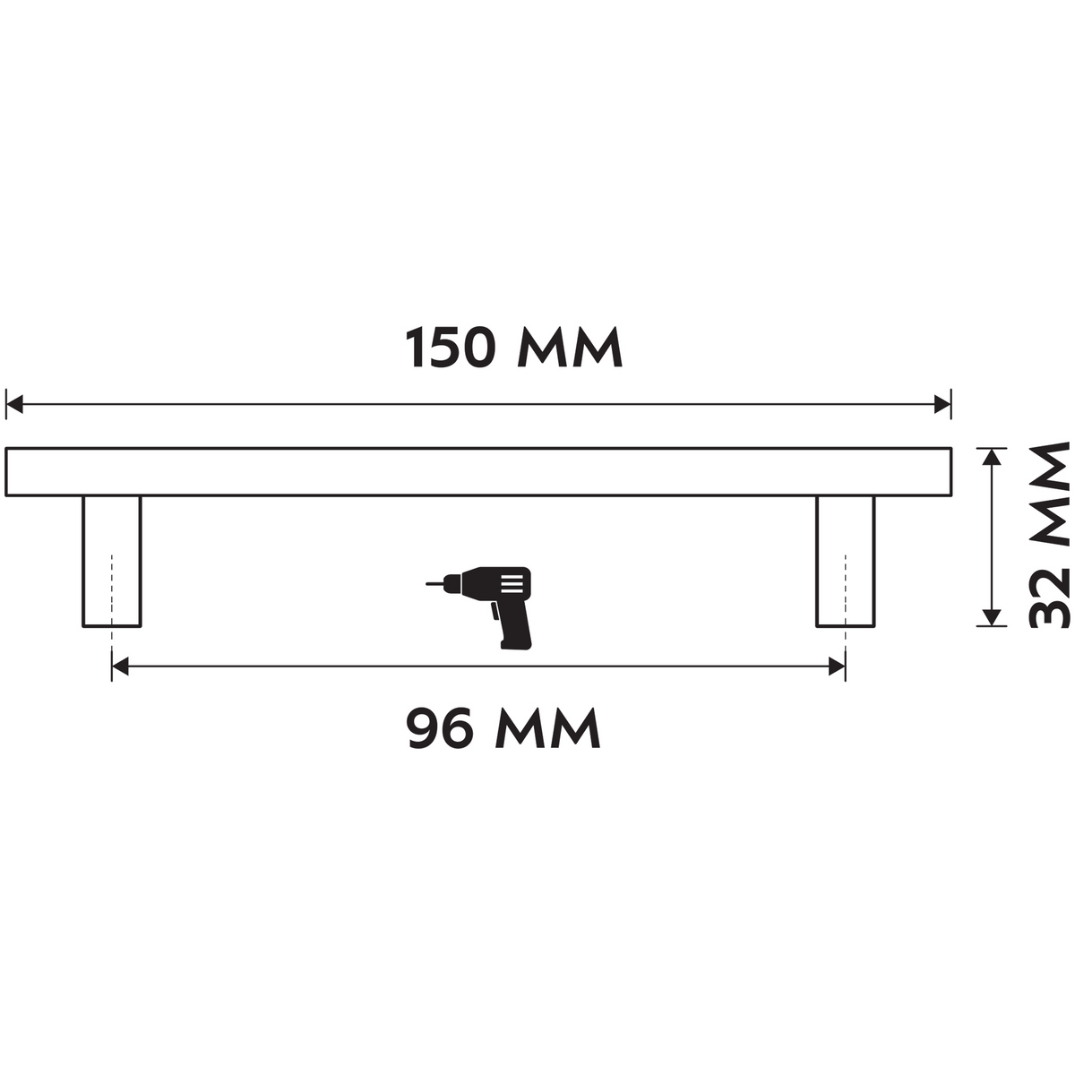 Differnz meubelgreep 96 mm mat chroom - detail
