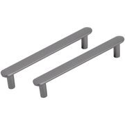 Differnz meubelgreep plat gun metal 128 mm – vooraanzicht