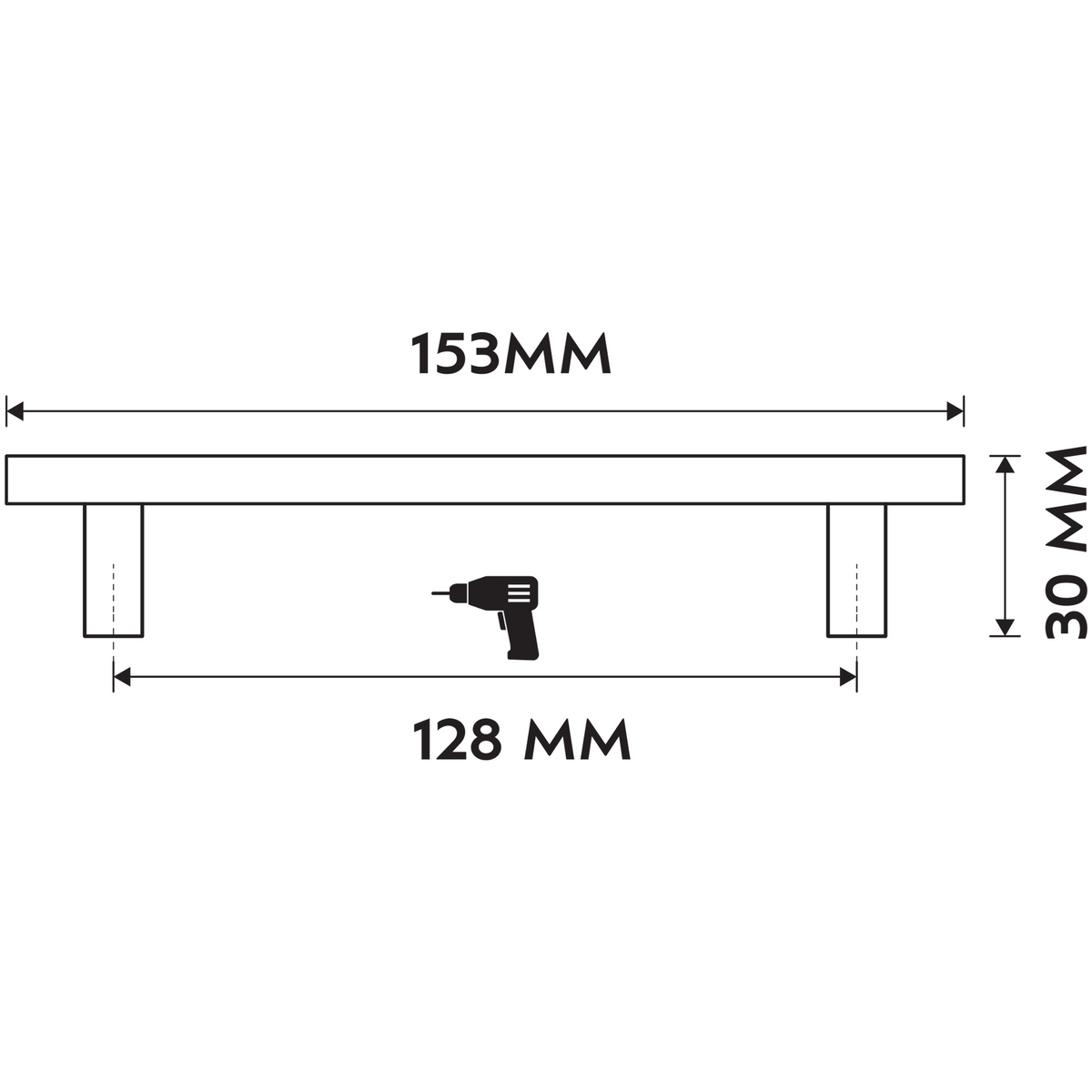 Differnz meubelgreep plat 128 mm mat zwart – detail