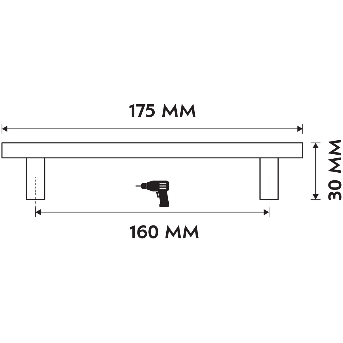 Differnz meubelgreep plat gun metal 160 mm – detail