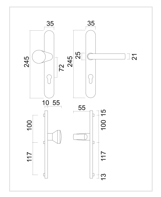 HDD Pro Veiligheidsgarnituur ovaal kruk/top geborsteld 72mm – detail