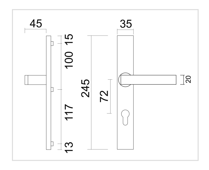 HDD Pro Veiligheidsgarnituur rechthoek kruk/kruk zwart structuur UV 72mm – detail