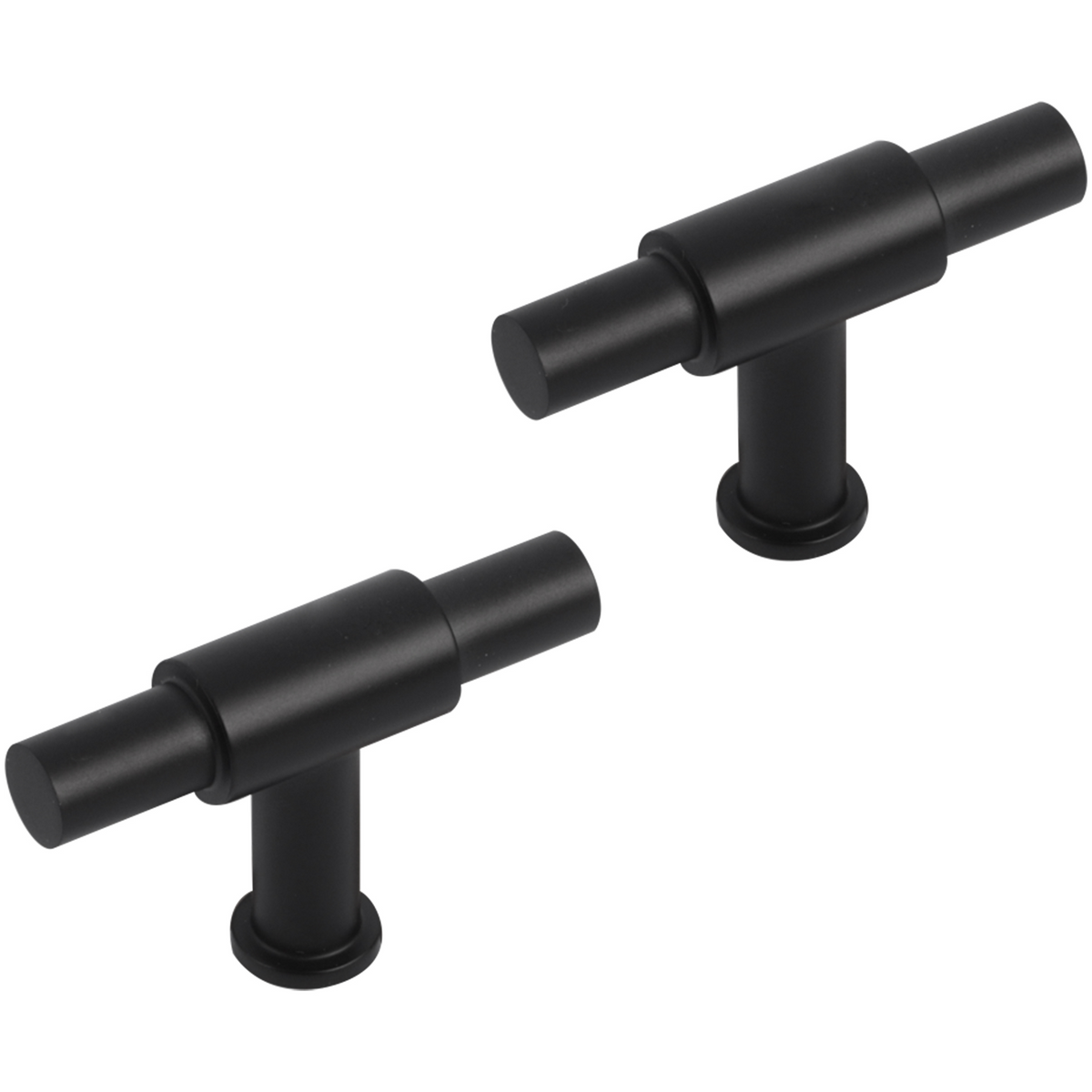 Differnz meubelknop T-model 56 mm mat zwart – vooraanzicht