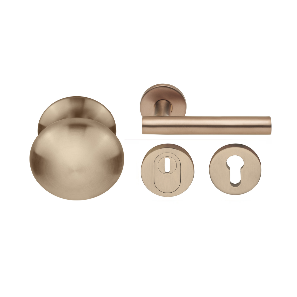 Formani voordeurset knop/kruk LB7-19 Licht Brons PVD – vooraanzicht