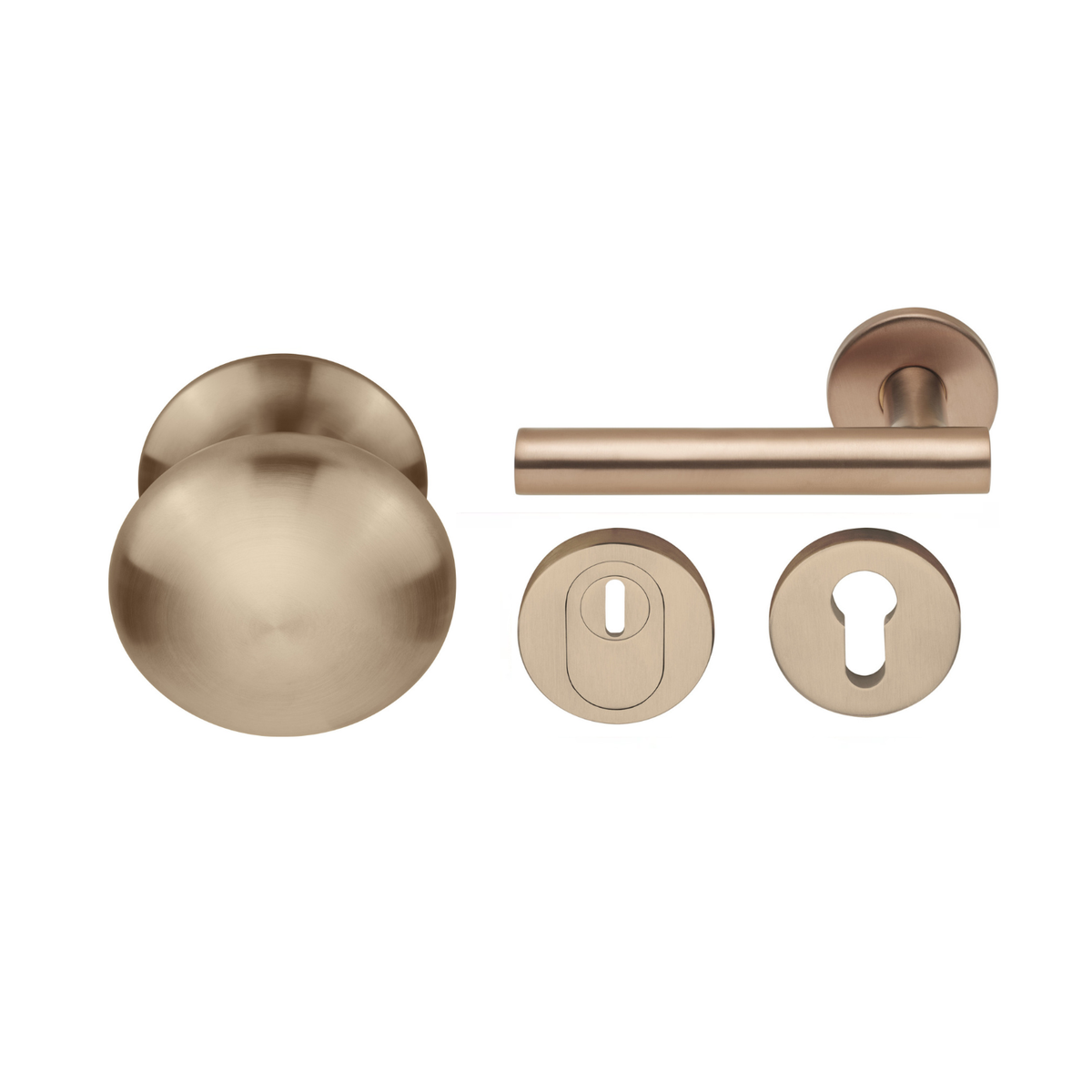 Formani voordeurset knop/kruk LB7-19 Licht Brons PVD – productweergave