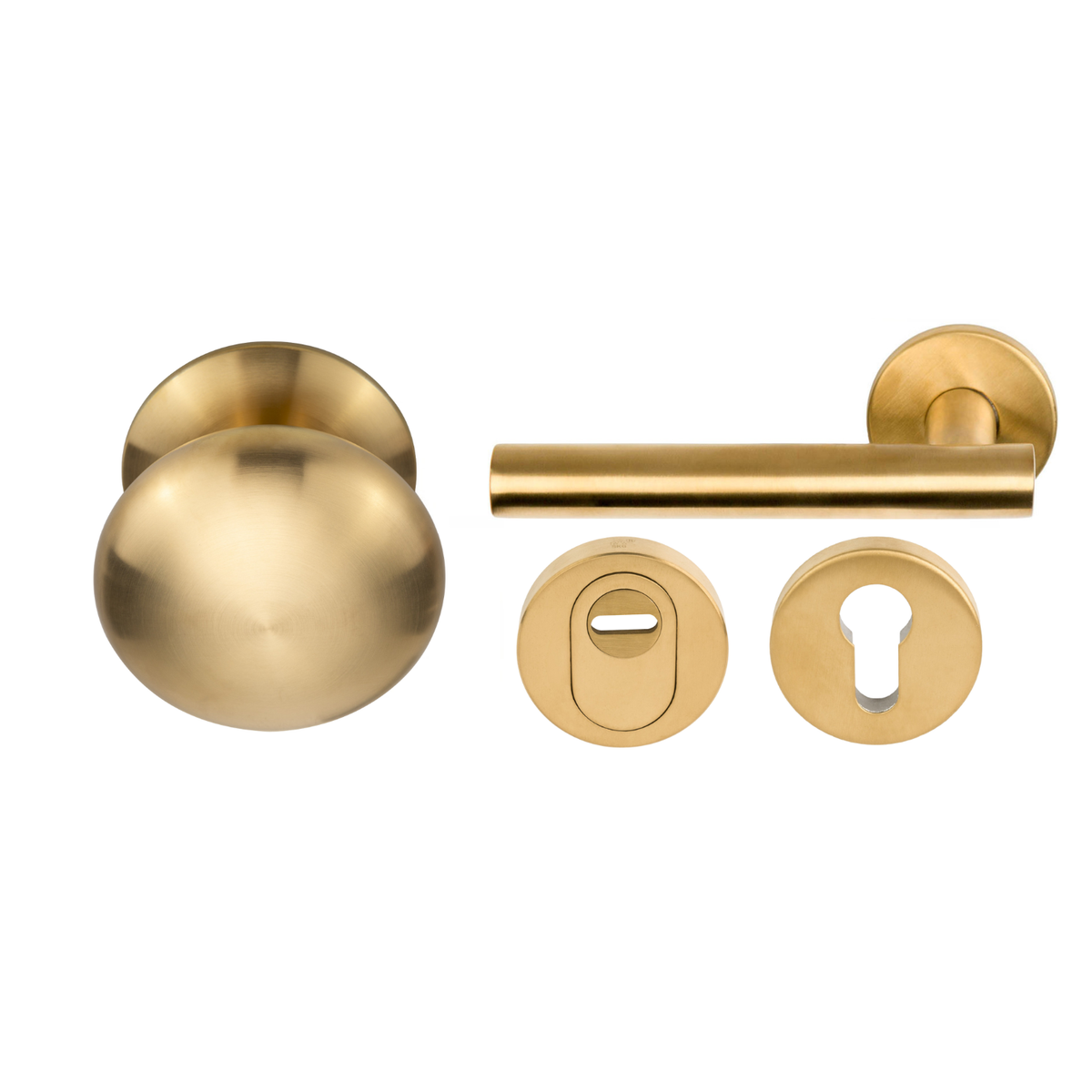 Formani voordeurset knop/kruk LB7-19 Mat Goud PVD – productweergave